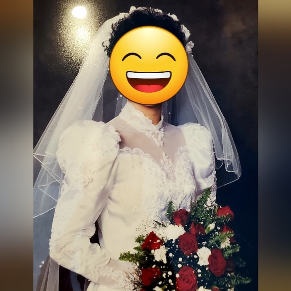 Vintage Wedding Dress with Flower Headband Veil - Picture 4 of 5